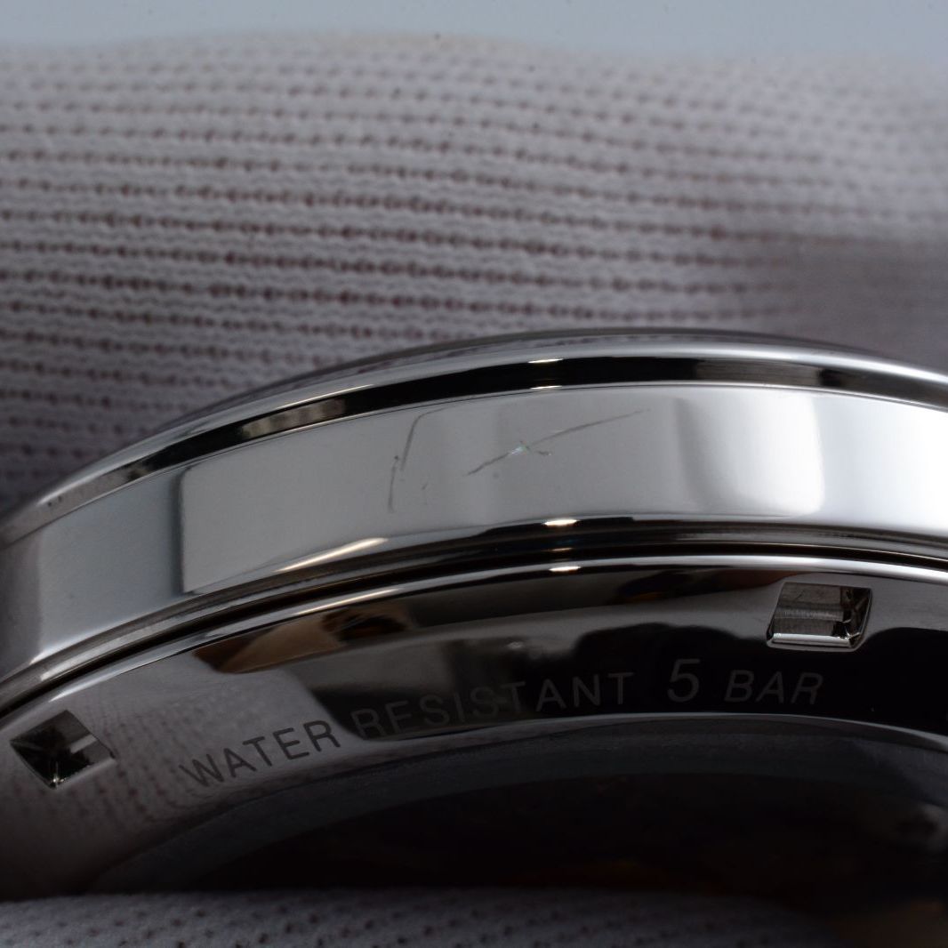  SEIKO プレサージュ デイト 4 R 35 01 T 0 裏スケ シルバー文字盤 メンズ 自動巻き 自動巻き時計 腕時計(アナログ)