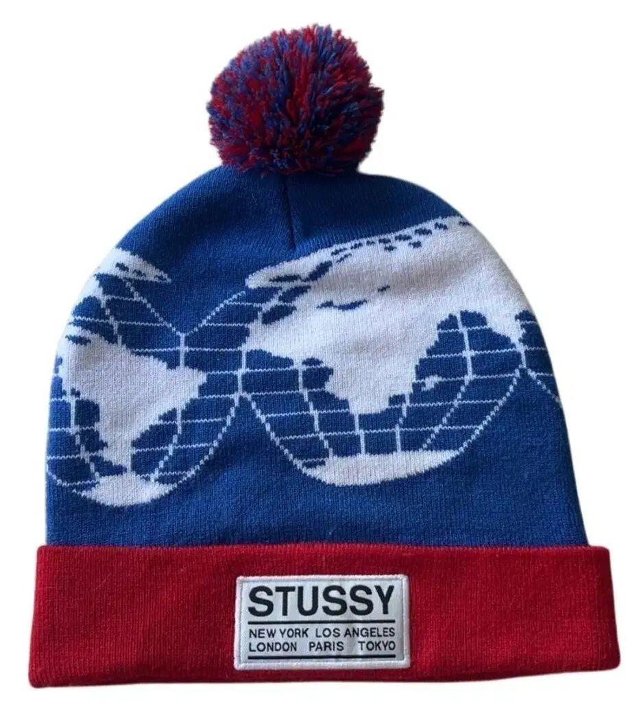 90s ヴィンテージ STUSSY ステューシー 地球 ボンボン ビーニー