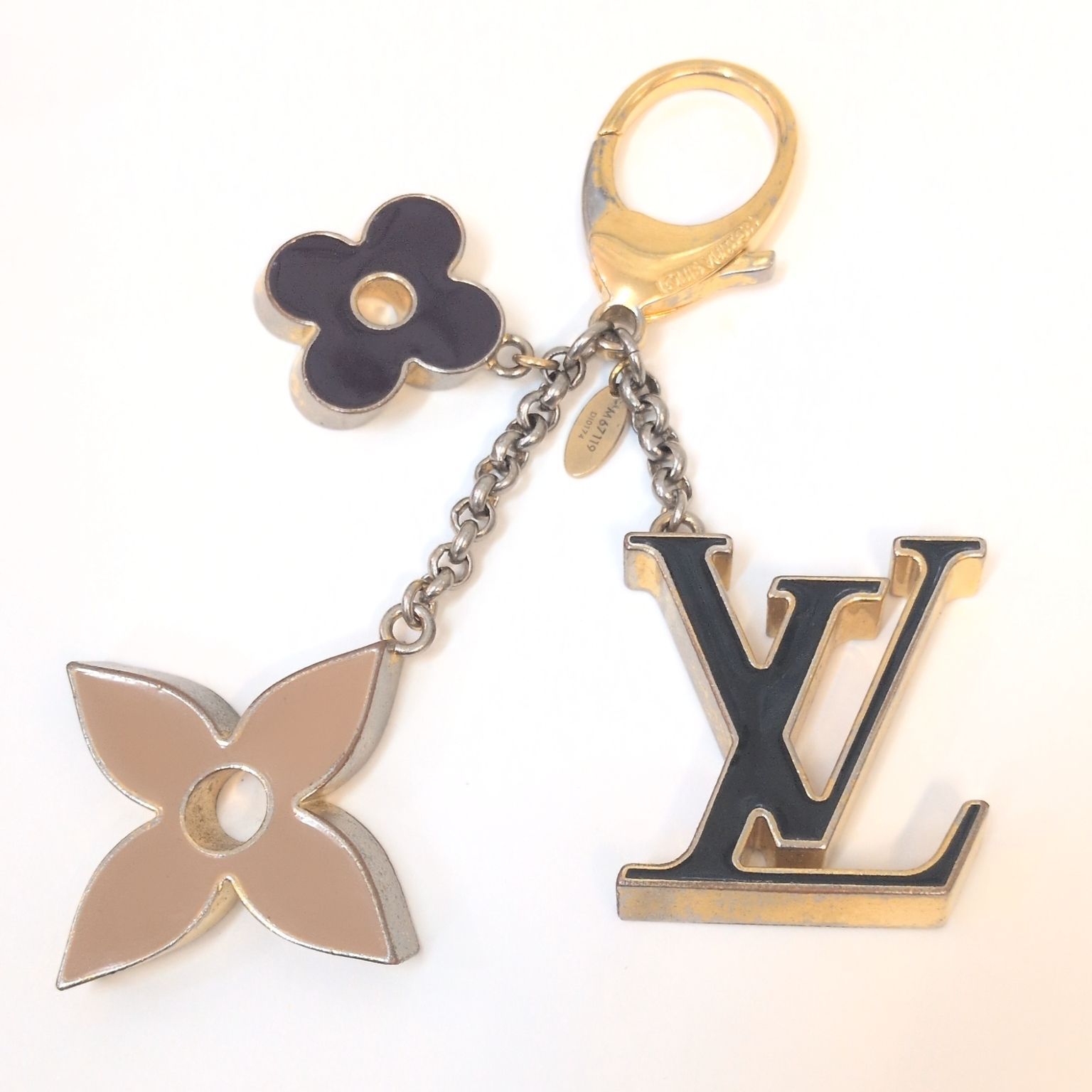真贋済 人気 LOUIS VUITTON ヴィトン M67119 チャーム フルール ドゥ モノグラム ゴールド キーチェーン キーホルダー