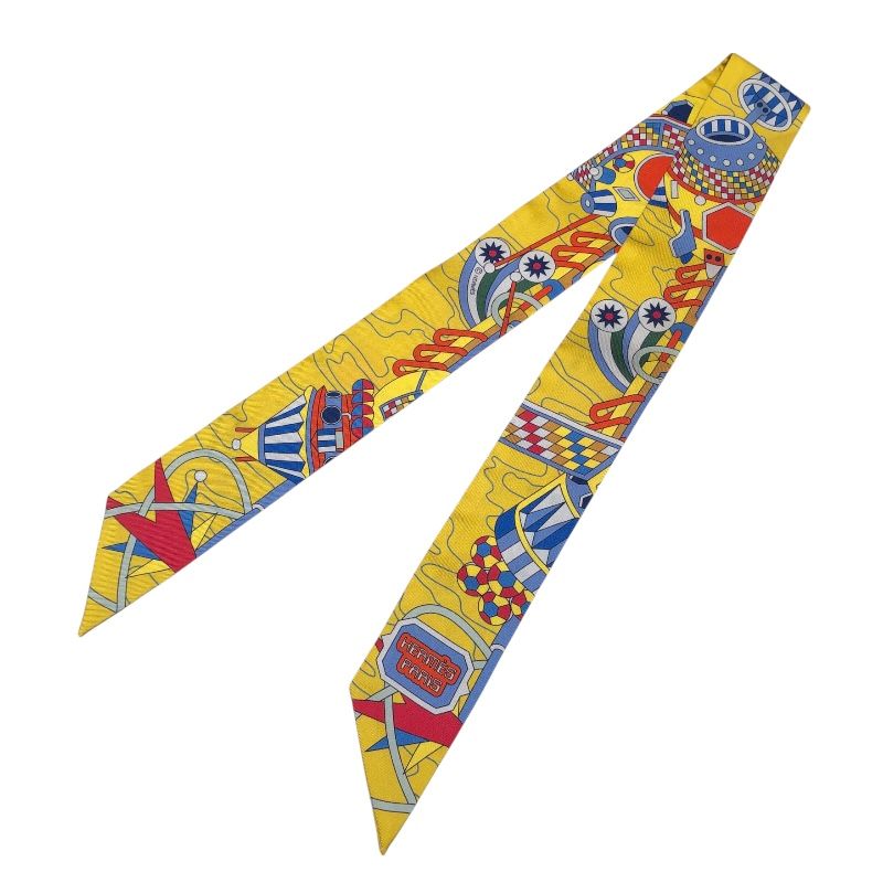 エルメス HERMES ツイリー ODYSSEY イエロー シルク レディース スカーフ