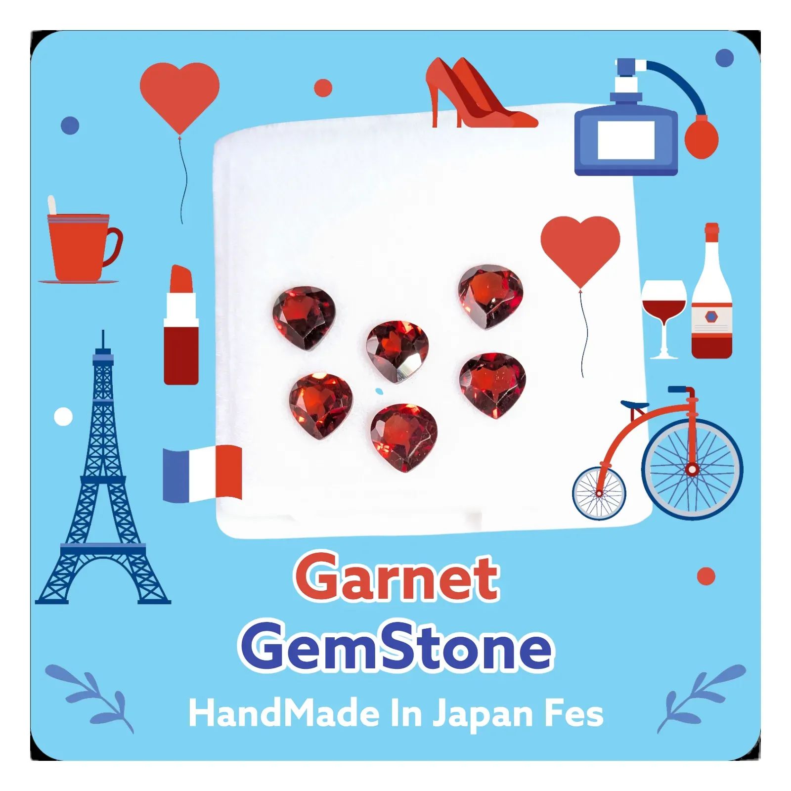 ガーネット ハート型ダイヤモンドカット ルース6 P