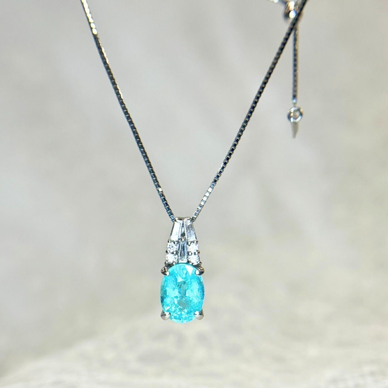 Pt900 Pt850 天然 パライバトルマリン 1.77ct 天然 ダイヤモンド 0.16