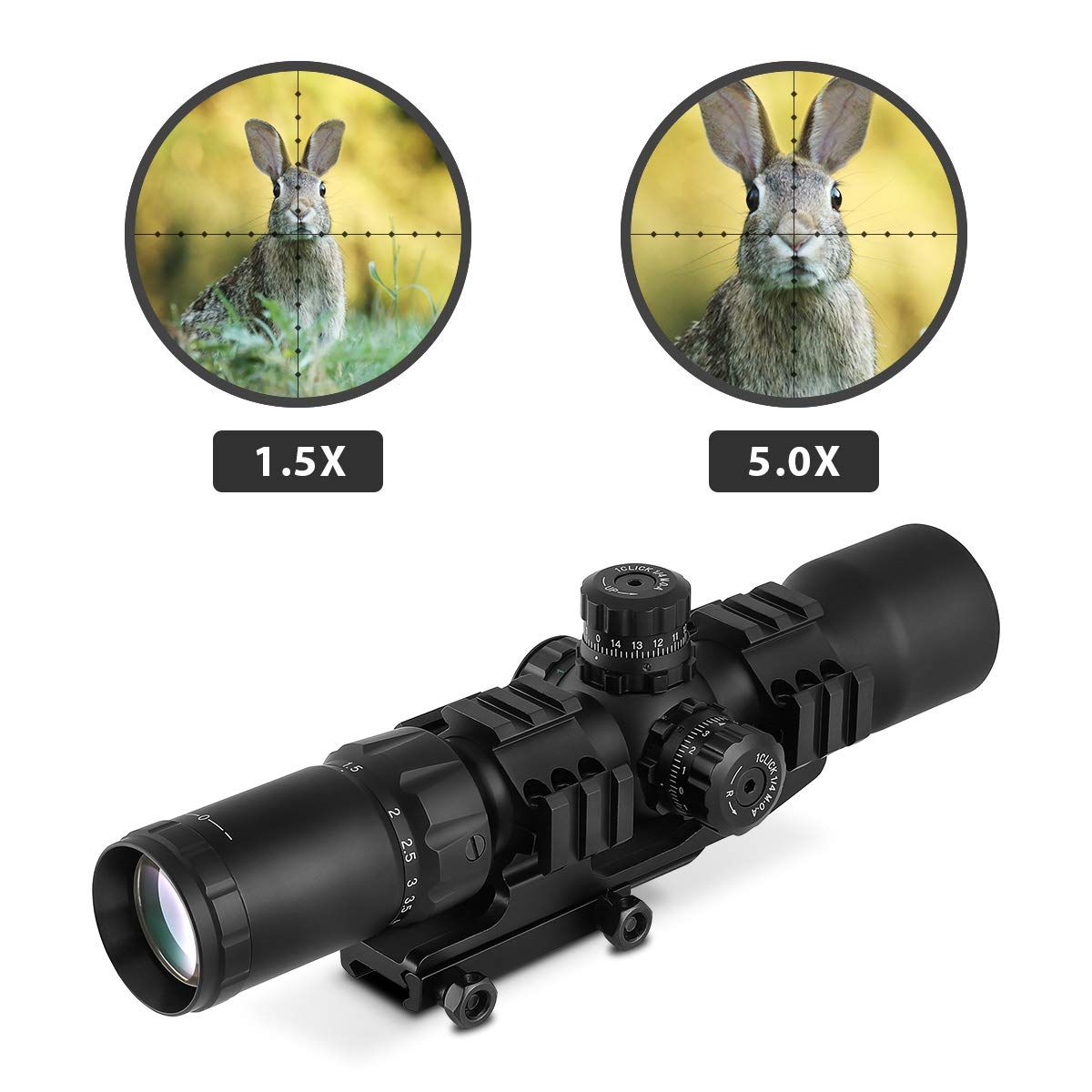 3Colar RGB illuminated 1.5-5x40BE 可変倍率ライフルスコープ ワンピースレールマウント付属