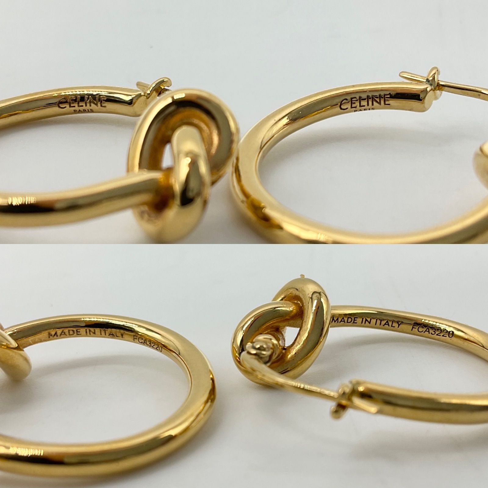 CELINE セリーヌ ノットスモール フープピアス 両耳用 ゴールド GP