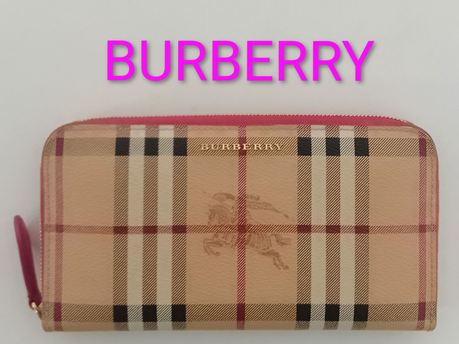 APB12 バーバリー ノヴァチェック ラウンドファスナー長財布 ゴールド金具