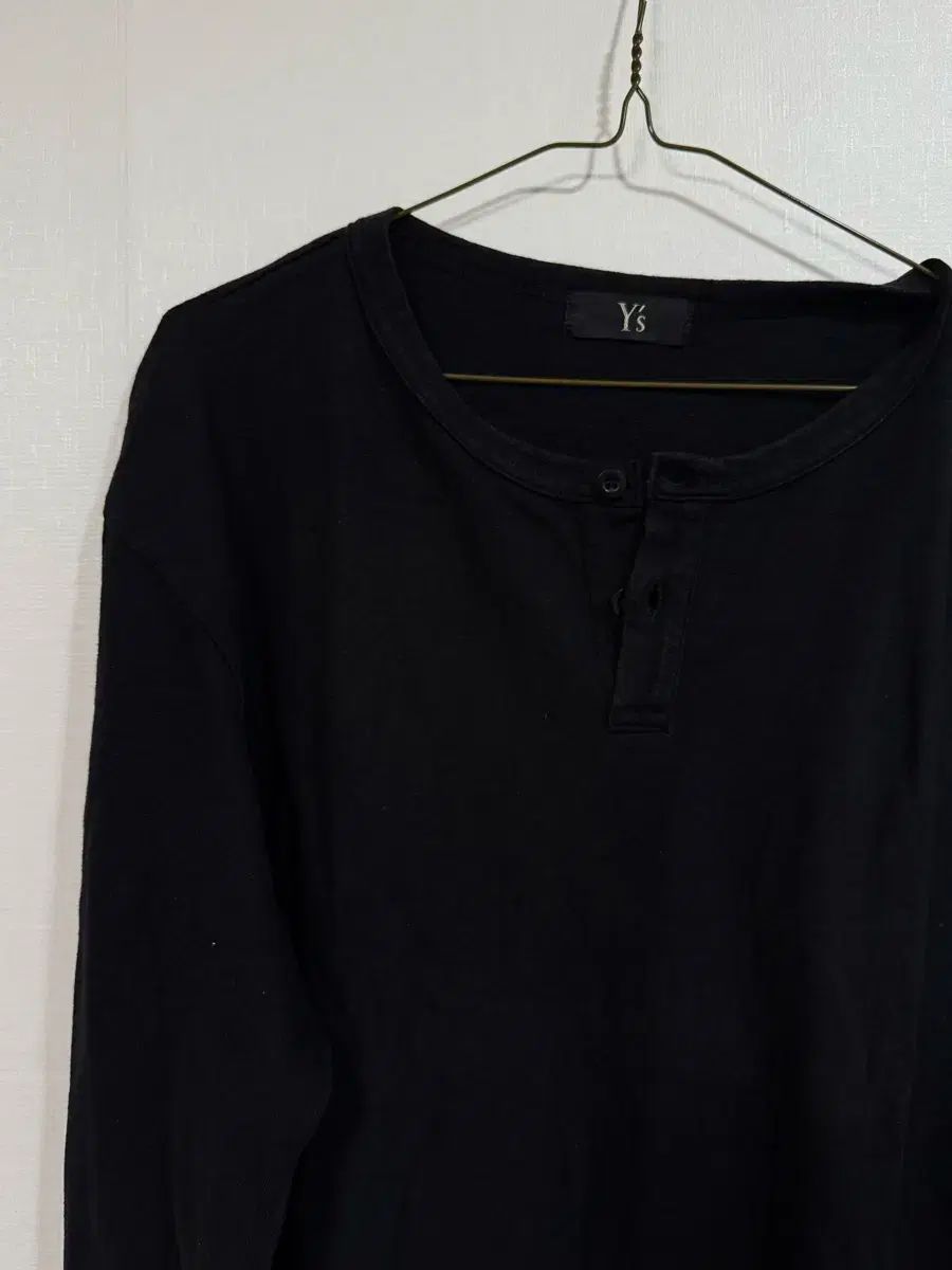 YOHJI YAMAMOTO ヨウジヤマモト ヴィンテージ コットン 白 パッチ ヘンリーネック ロングスリーブ