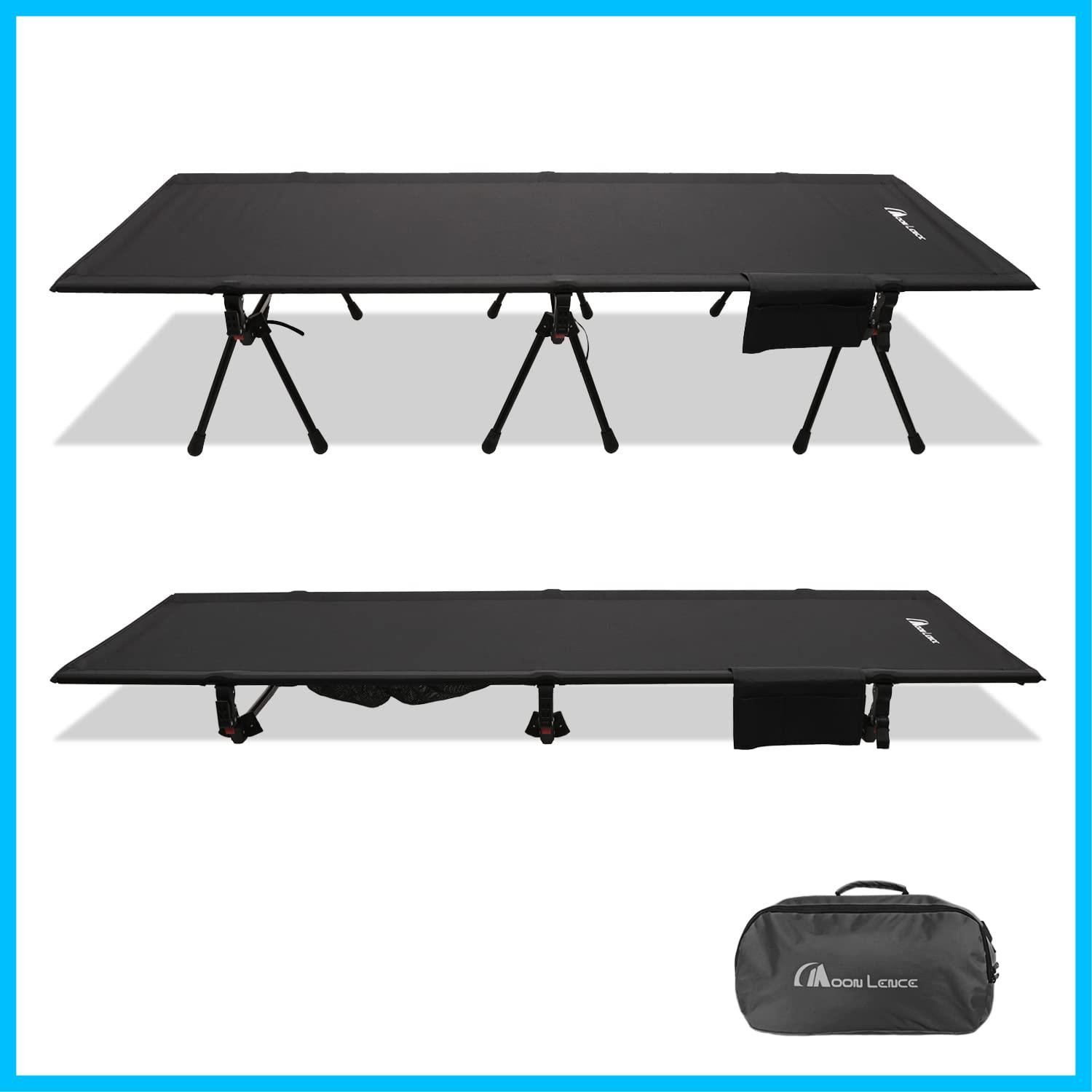 キャリーバッグ付き 防災 コンパクト 折りたたみ式 組立簡易 耐荷重180kg ハイ ロー切替 2WAY ワイド アップグレード版 アウトドアベッド 第4代 コット 説明書付き キャンプ LENCE MOON