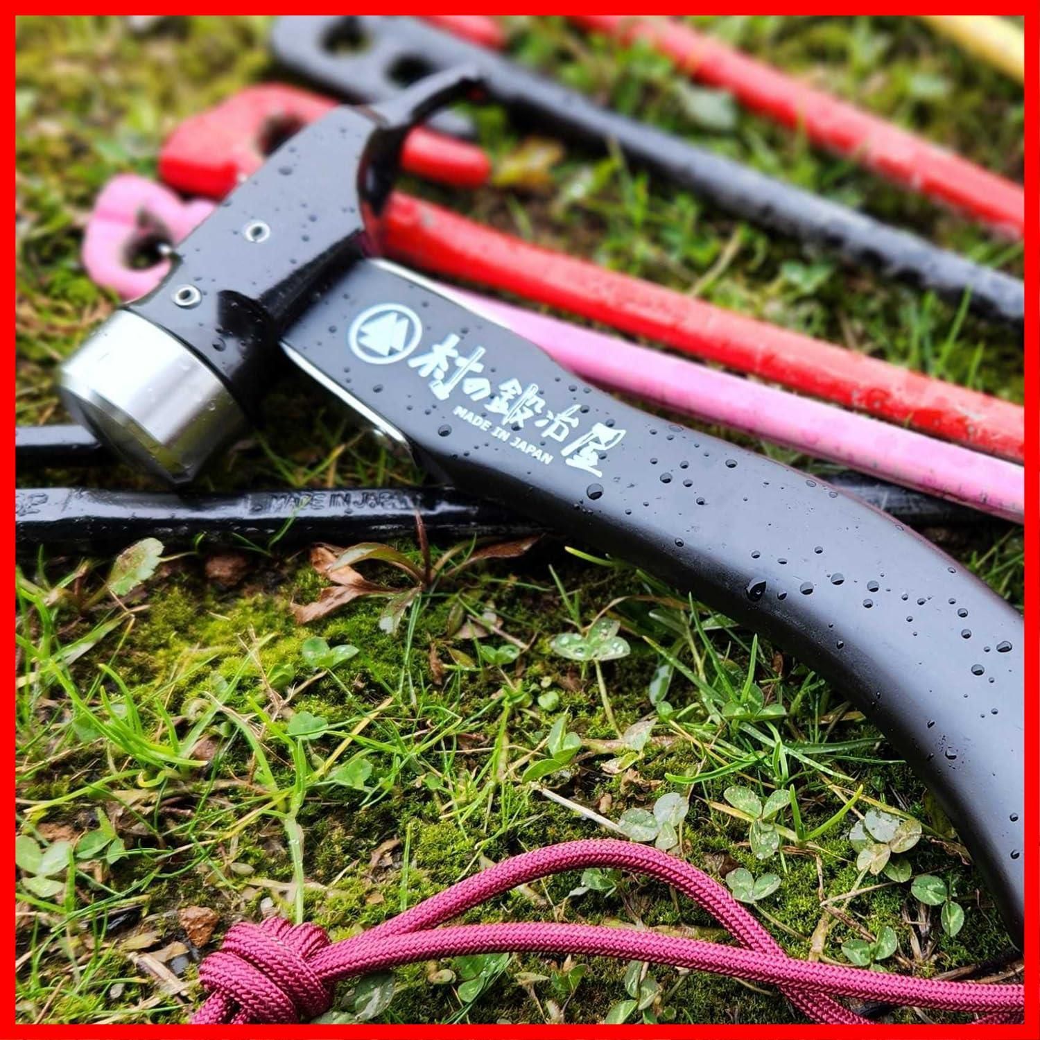 焼入れ 鍛造 ペグハンマー エリッゼステーク ハンマー ショート ブラック柄 村の鍛冶屋 ステンレスヘッド×クローム 燕三条製 MADE IN JAPAN