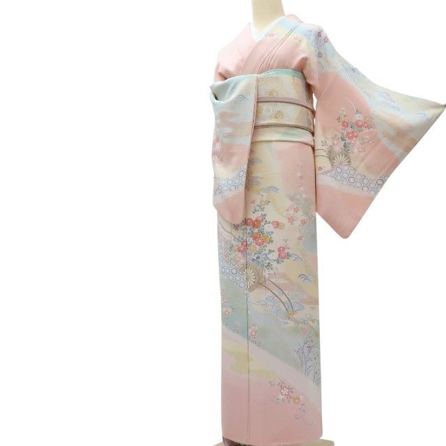 百華❀Y3989◇美品 正絹 金駒刺繡 手縫い仕立て 訪問着 着物 - メルカリ