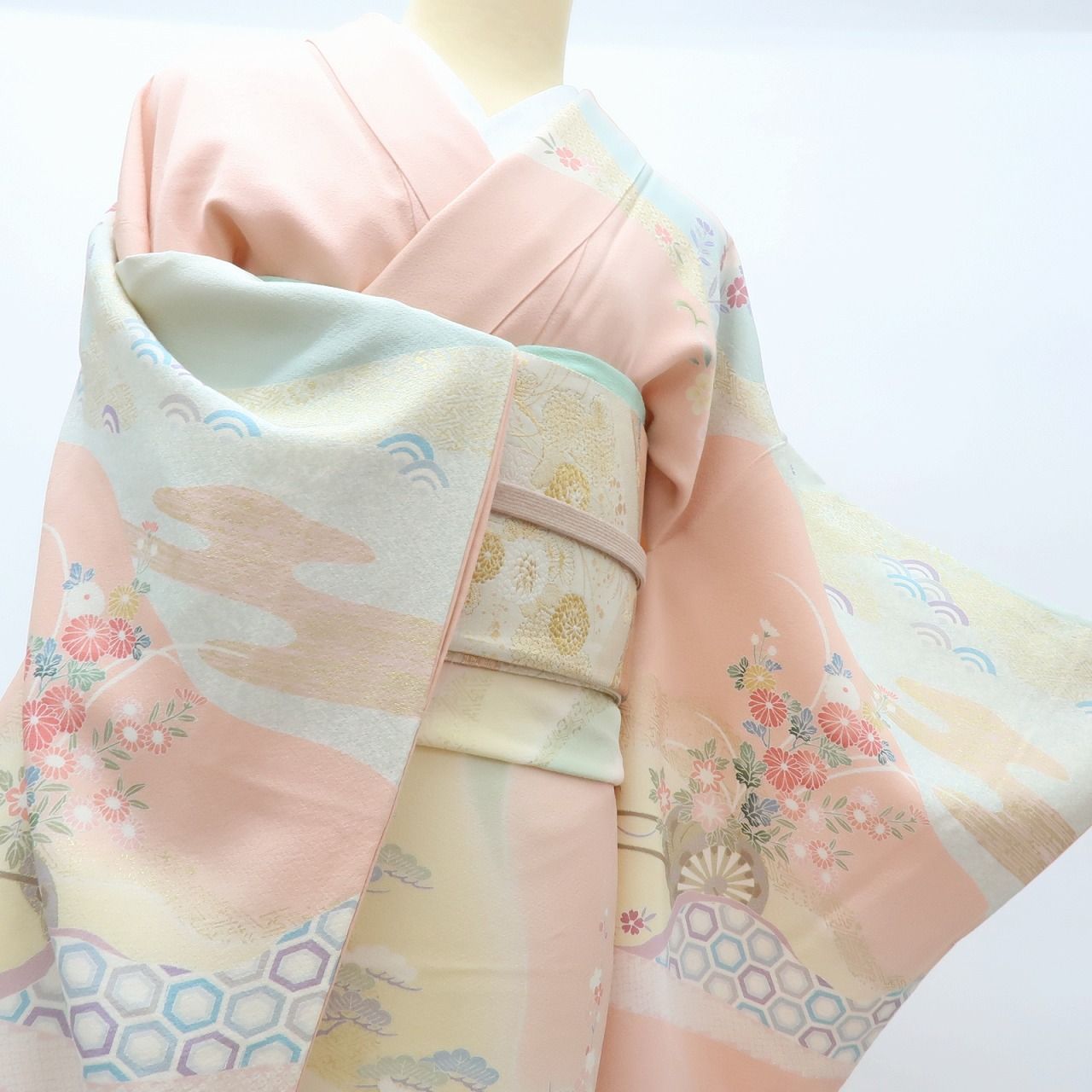 百華❀Y3989◇美品 正絹 金駒刺繡 手縫い仕立て 訪問着 - メルカリ