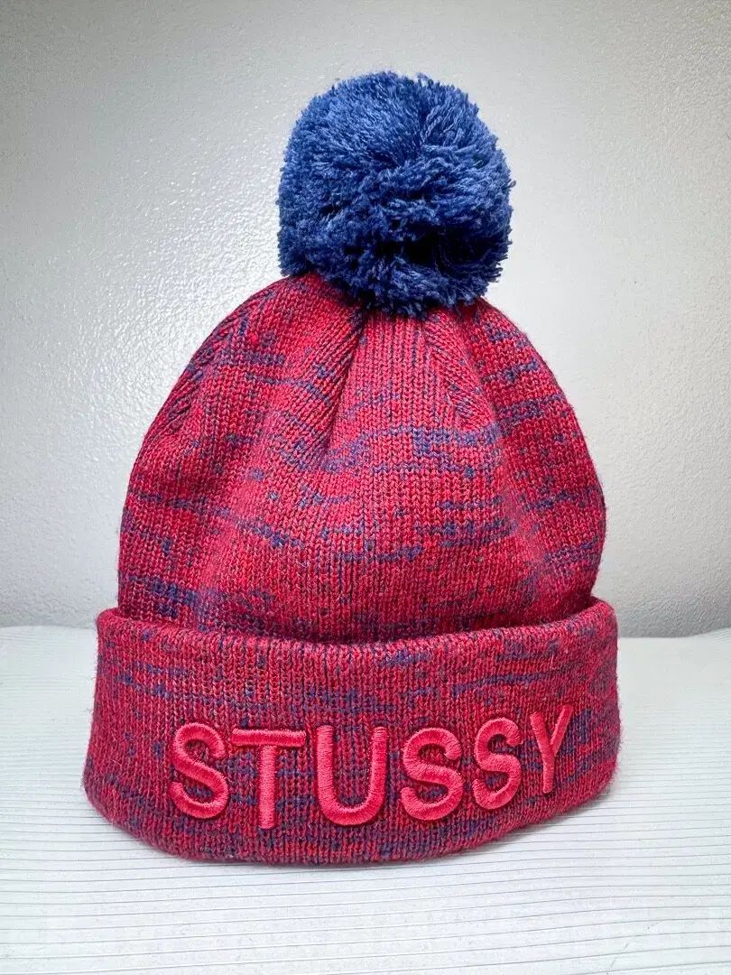 STU MARVEL ポンポン ビーニー レッド ブルー