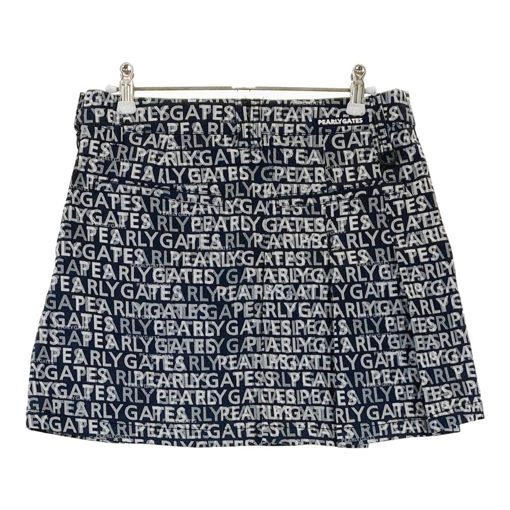 サイズ 1 PEARLY GATES パーリーゲイツ モデル プリーツスカート 総柄 ネイビー系 ゴルフウェア レディース ストスト