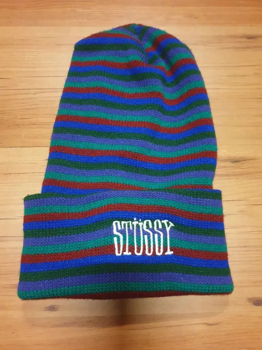 90s ヴィンテージ STUSSY ステューシー ロゴ 刺繍 ストライプ ロング ビーニー
