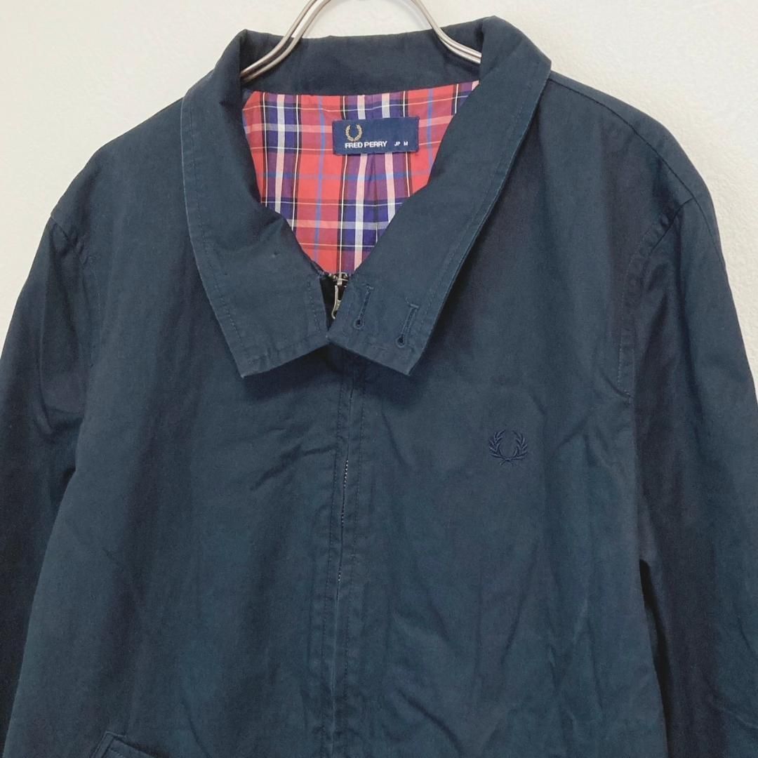 フレッドペリー F2424 裏チェック ハリントンジャケット コート 紺 M