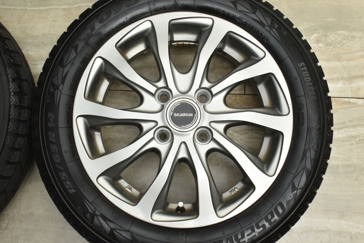  交換用に バルミナ 14 in 4 5 J 45 PCD 100 トーヨー オブザーブ GIZ 2 155 65 R N BOX ONE モコ サクラ ワゴンR アルト タント ムーブ 14インチ タイヤ ホイールセット