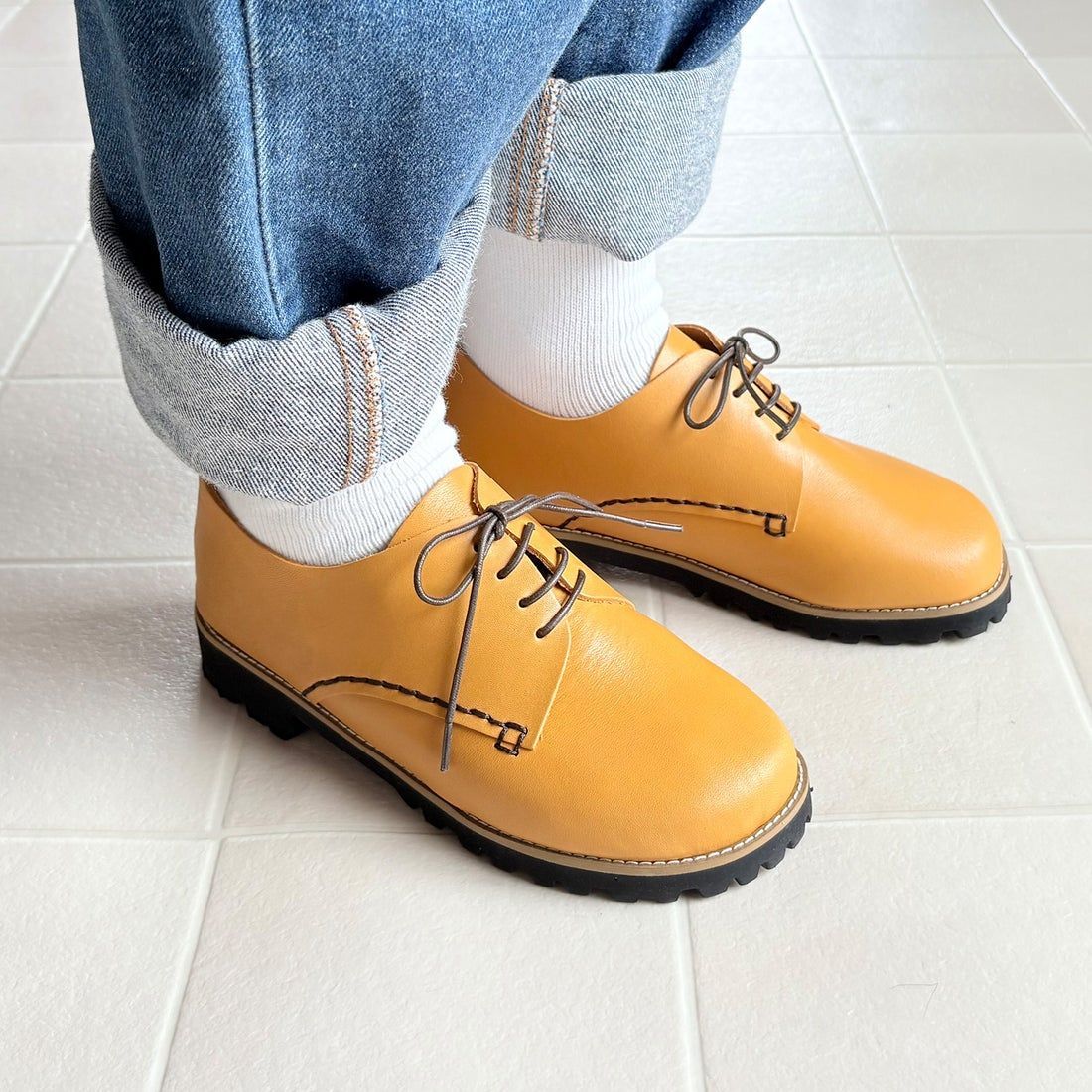  本革 フラット ローカット カジュアルレースアップシューズ CAMEL その他 靴