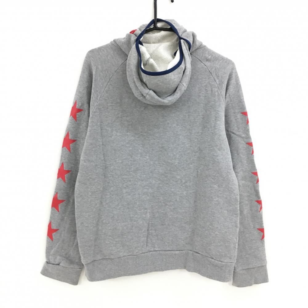 ラッセルノ フード付トレーナー グレー×ブルー ビックプリント