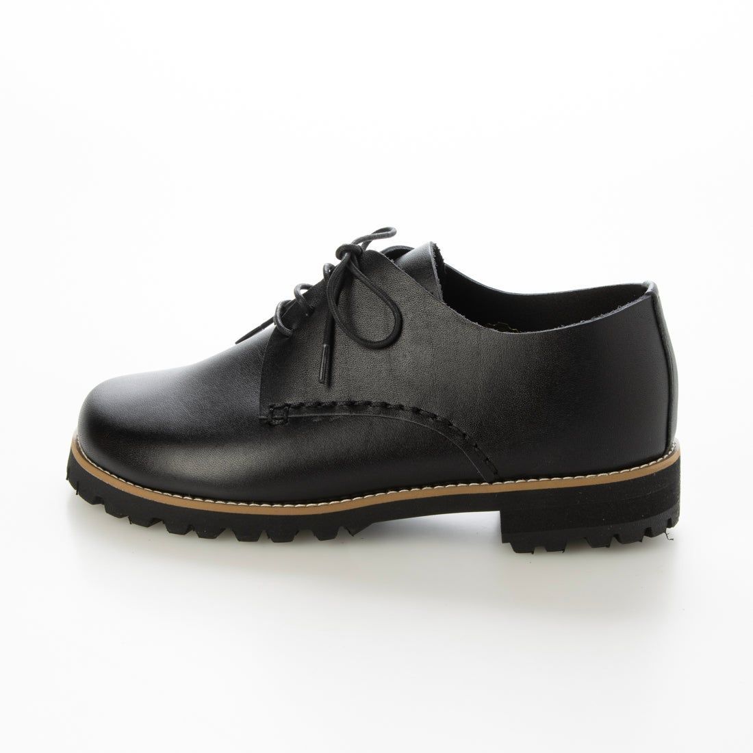 本革 フラット ローカット カジュアルレースアップシューズ BLACK