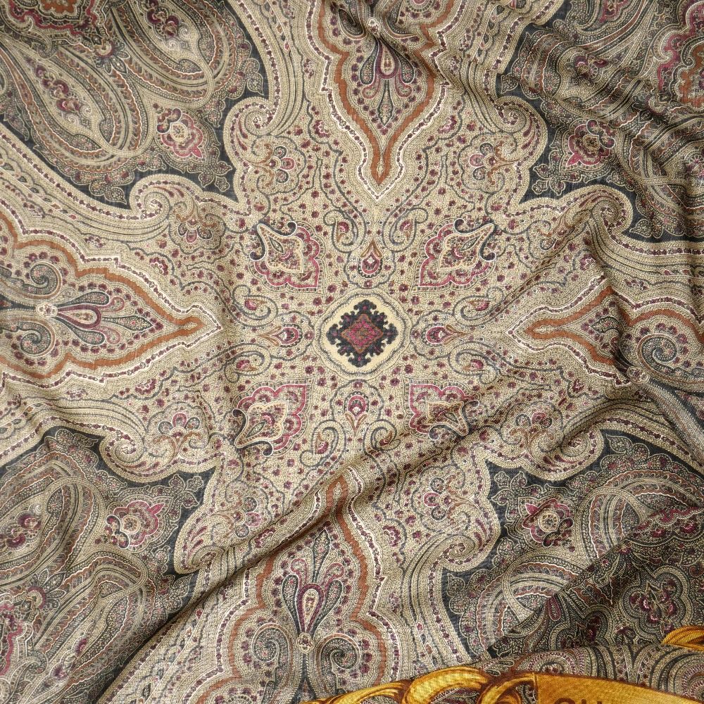  CHANEL シャネル ストール ペイズリー チェーン ロゴ フリンジ 大判 マフラー ショール ブランド古着 RA 6519 ストール ショール 小物