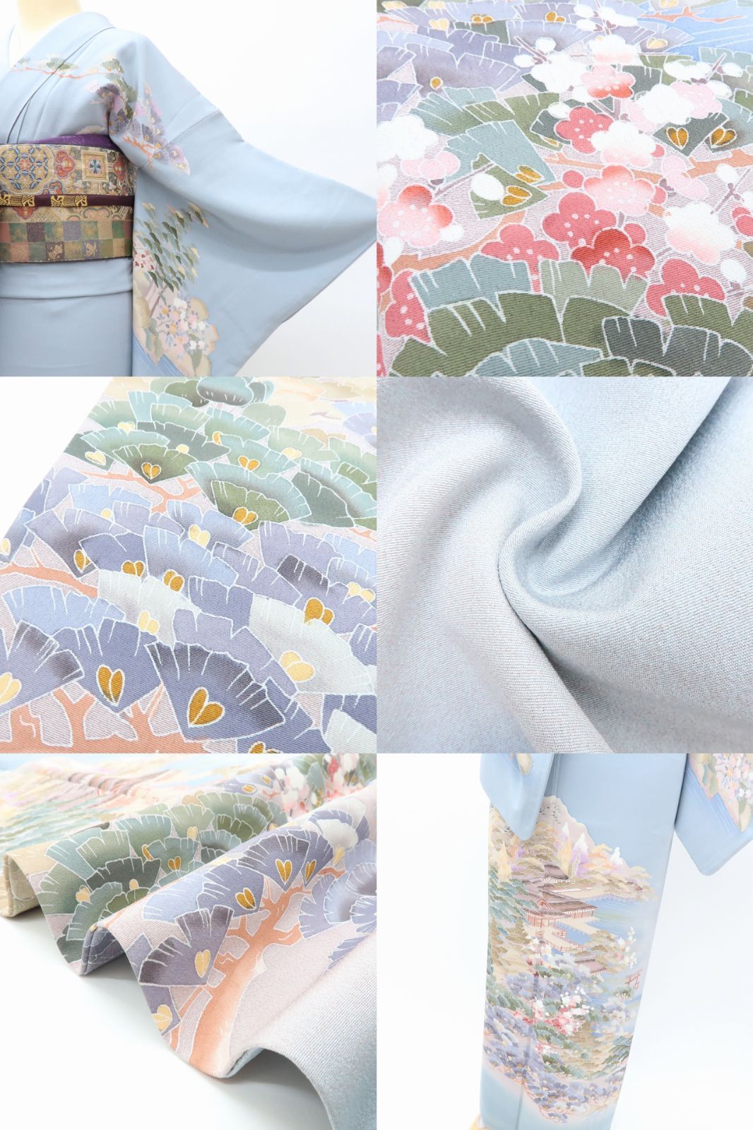 百華❀Y3992◇正絹 作家物落款 手縫い仕立て松 梅 紅葉 訪問着 - メルカリ