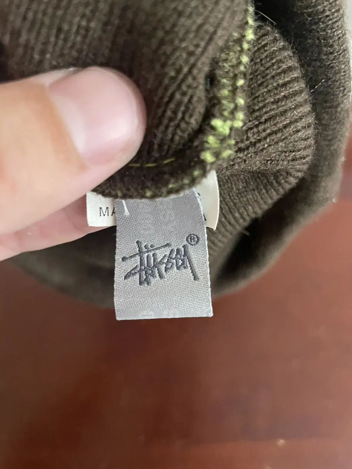 00s ヴィンテージ STUSSY ステューシー Spellout ニット ビーニー ブラウン ライム グリーン