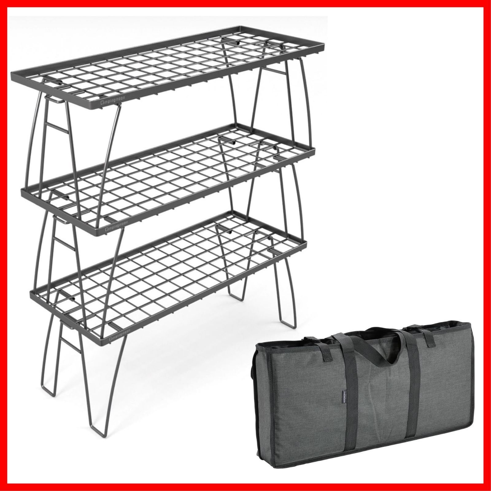 新着商品 キャンプ ラック アウトドア メッシュラック MOON ミニマルラック MINIMAL RACK キャンピングムーン CAMPING 3点セット 収納付き T-229-3TB