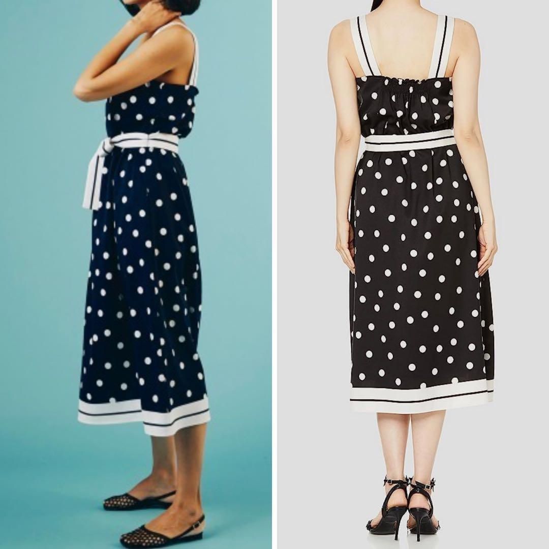 Sov. ダブル ワンピース ドット ウエストリボン 大人