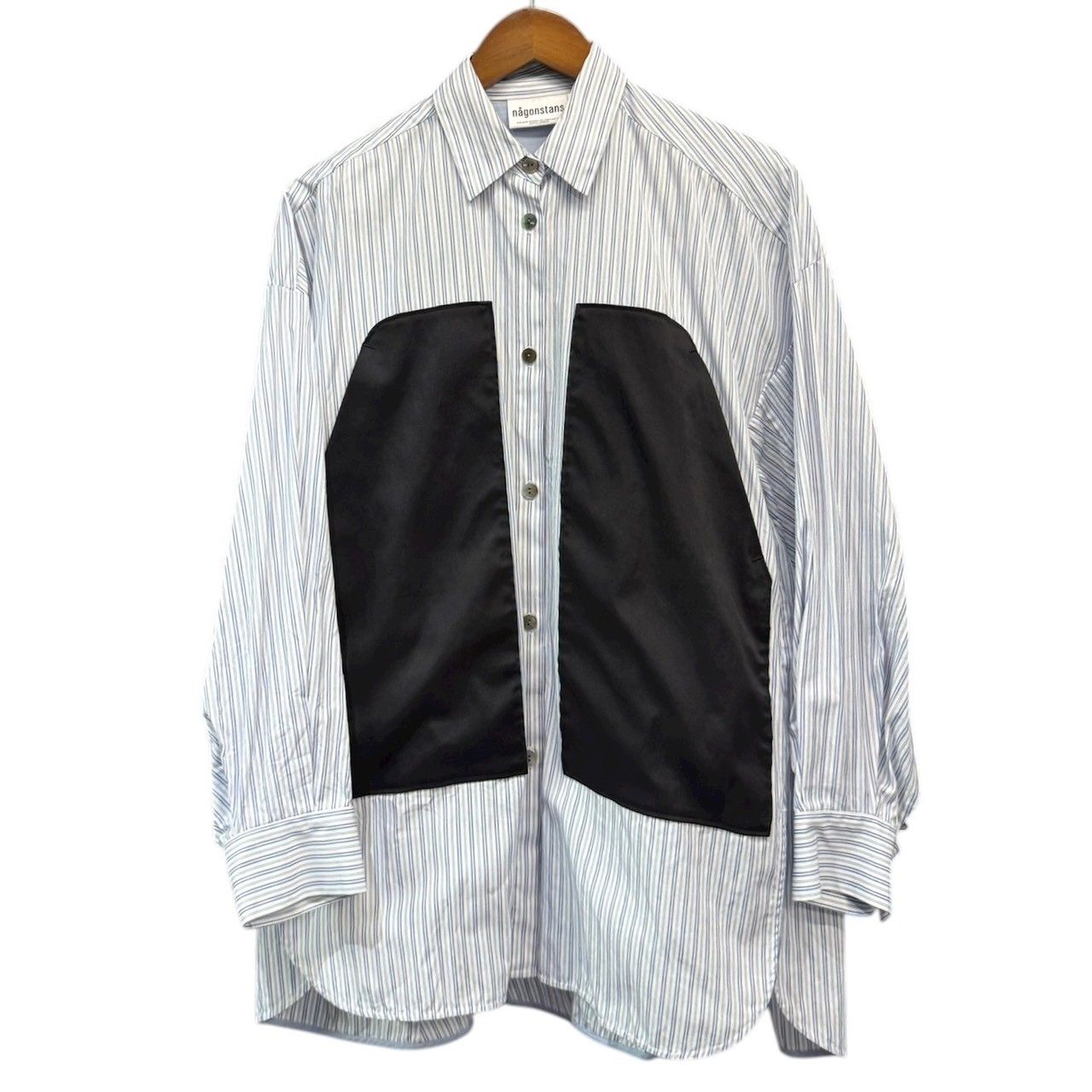 nagonstans ナゴンスタンス 24AW 80 Stripe bi-color pocket shirt バイ ポケットストライプシャツ 470HA130-1010 M ブルー 15011