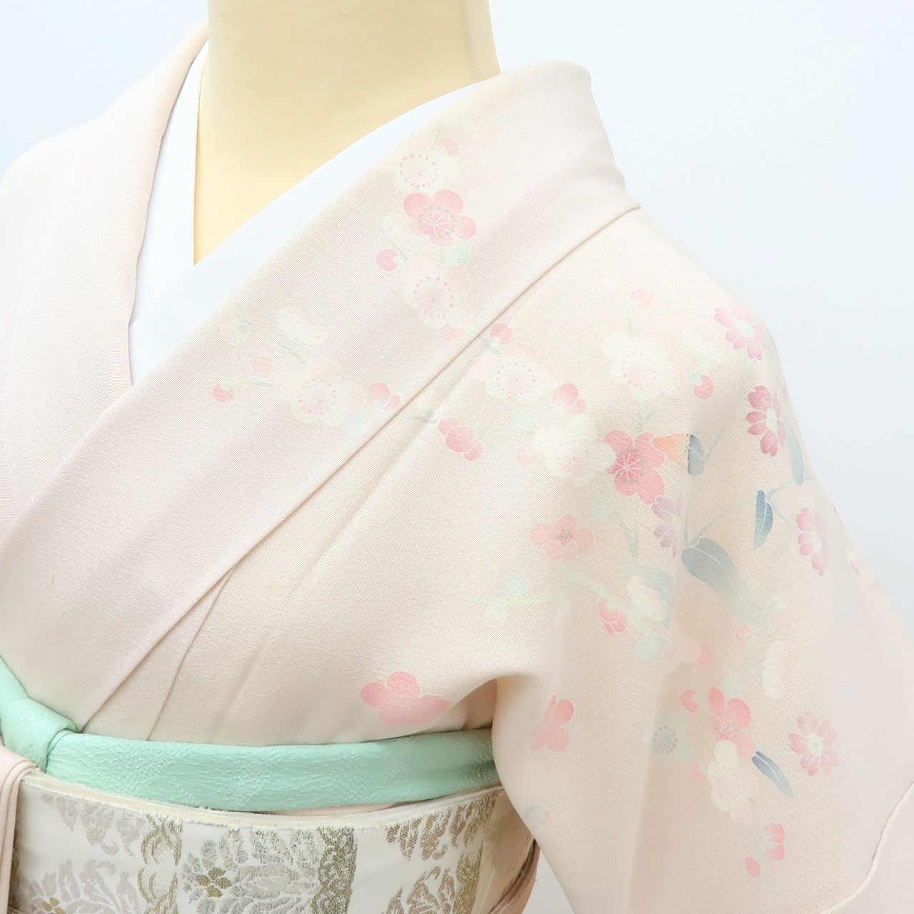 Y3907◇美品 正絹 染め一つ紋 手縫い仕立て お召 着物 Y3907◇美品 正絹 染め一つ紋 手縫い仕立て お召 着物 Y1747◇美