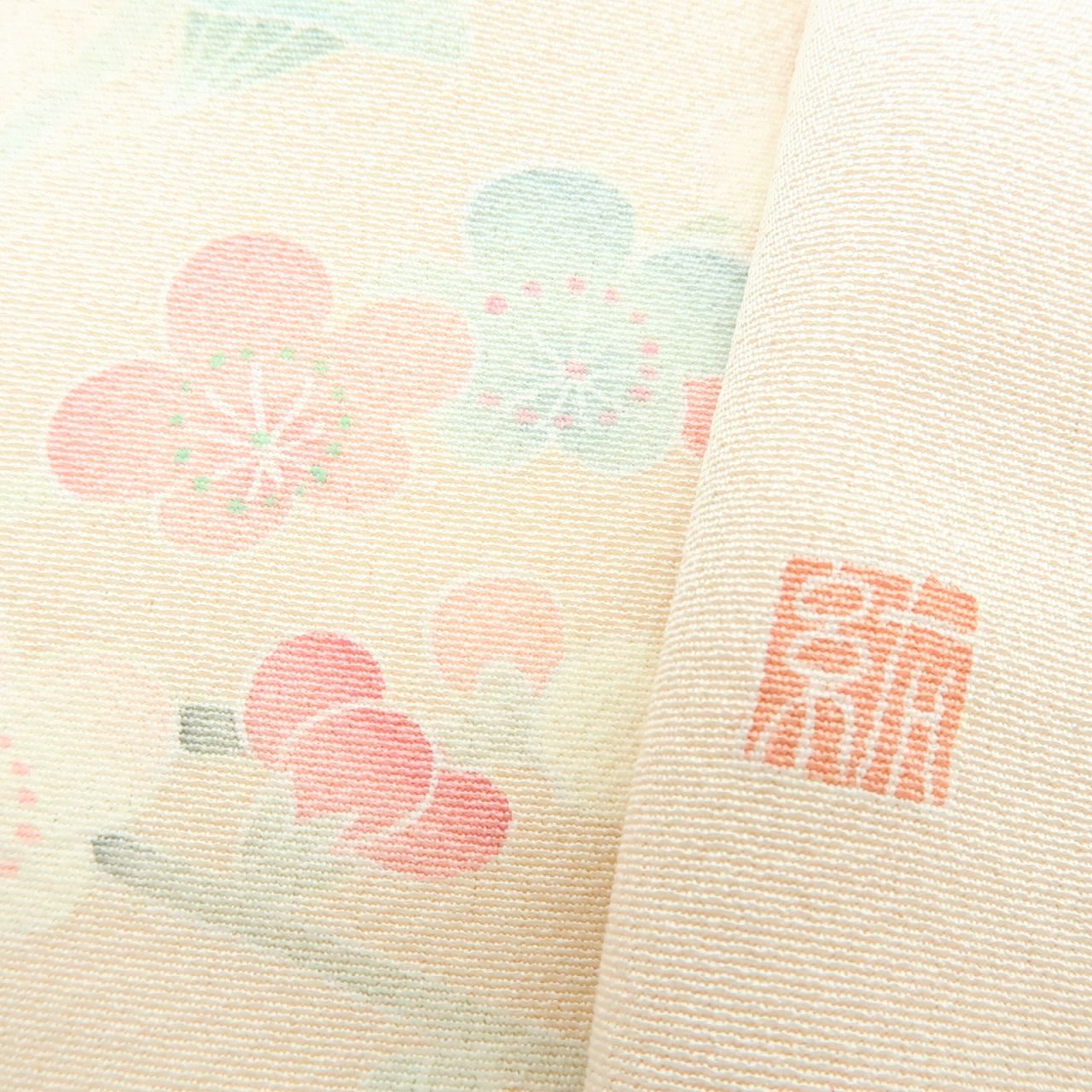 新品 手描き友禅 着物 仕付け糸付“春の薫りを追いかける梅と桜”訪問着 4589 百華❀Y4013◇作家物落款 手描き友禅 仕付け糸付 手縫い仕立て 牡丹 菊