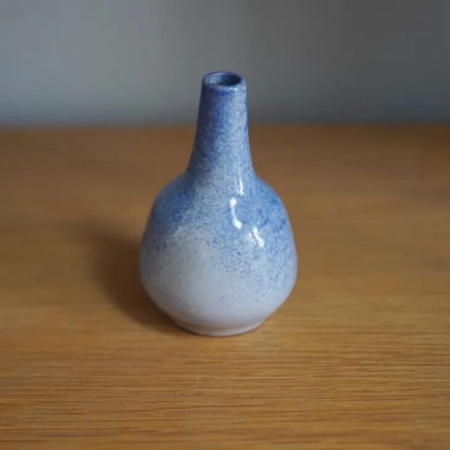 Hoganas Sweden | Vintage flower vase (white/blue) | 北欧