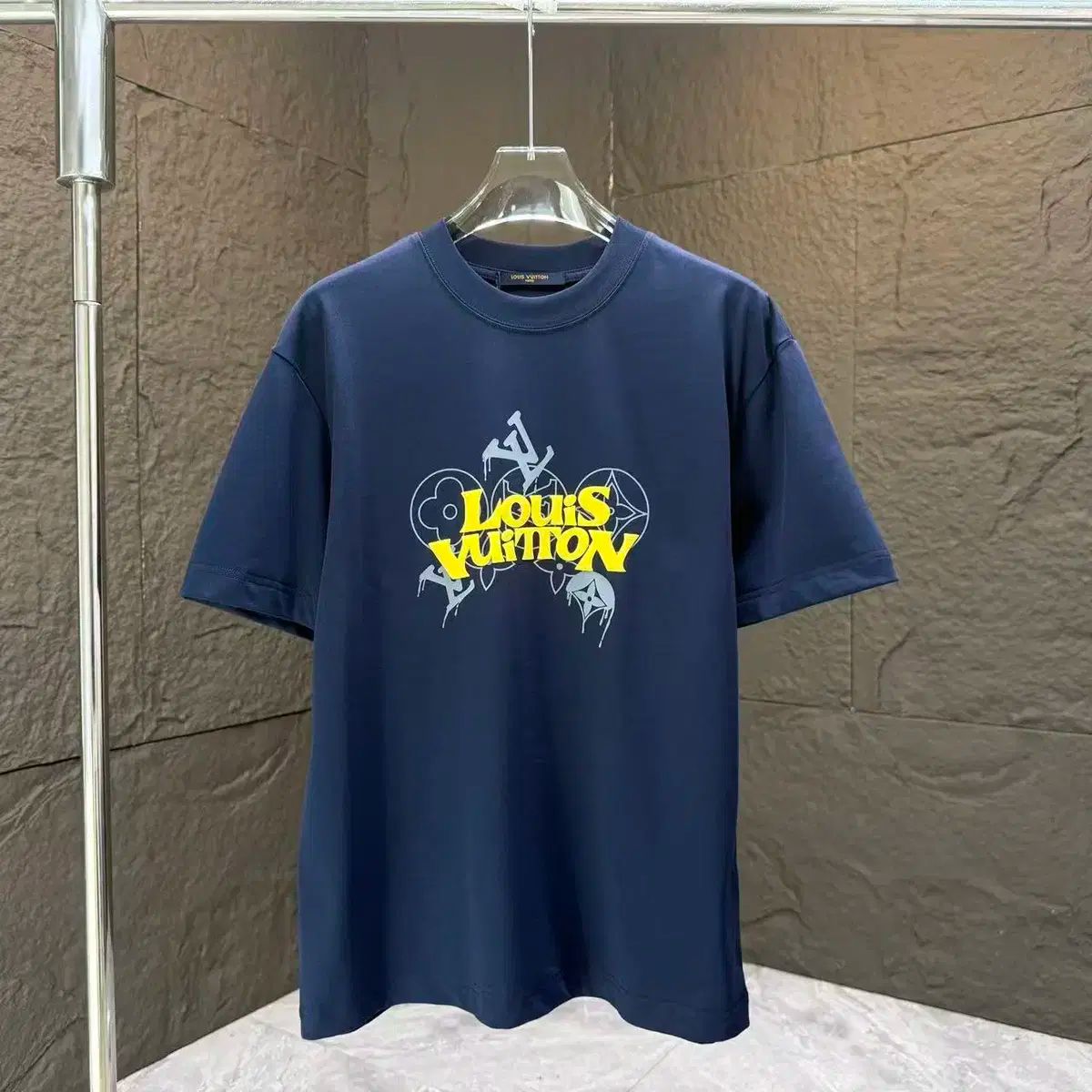 ルイヴィトン ユニセックス カジュアル ロゴ ブルー 半袖Tシャツ