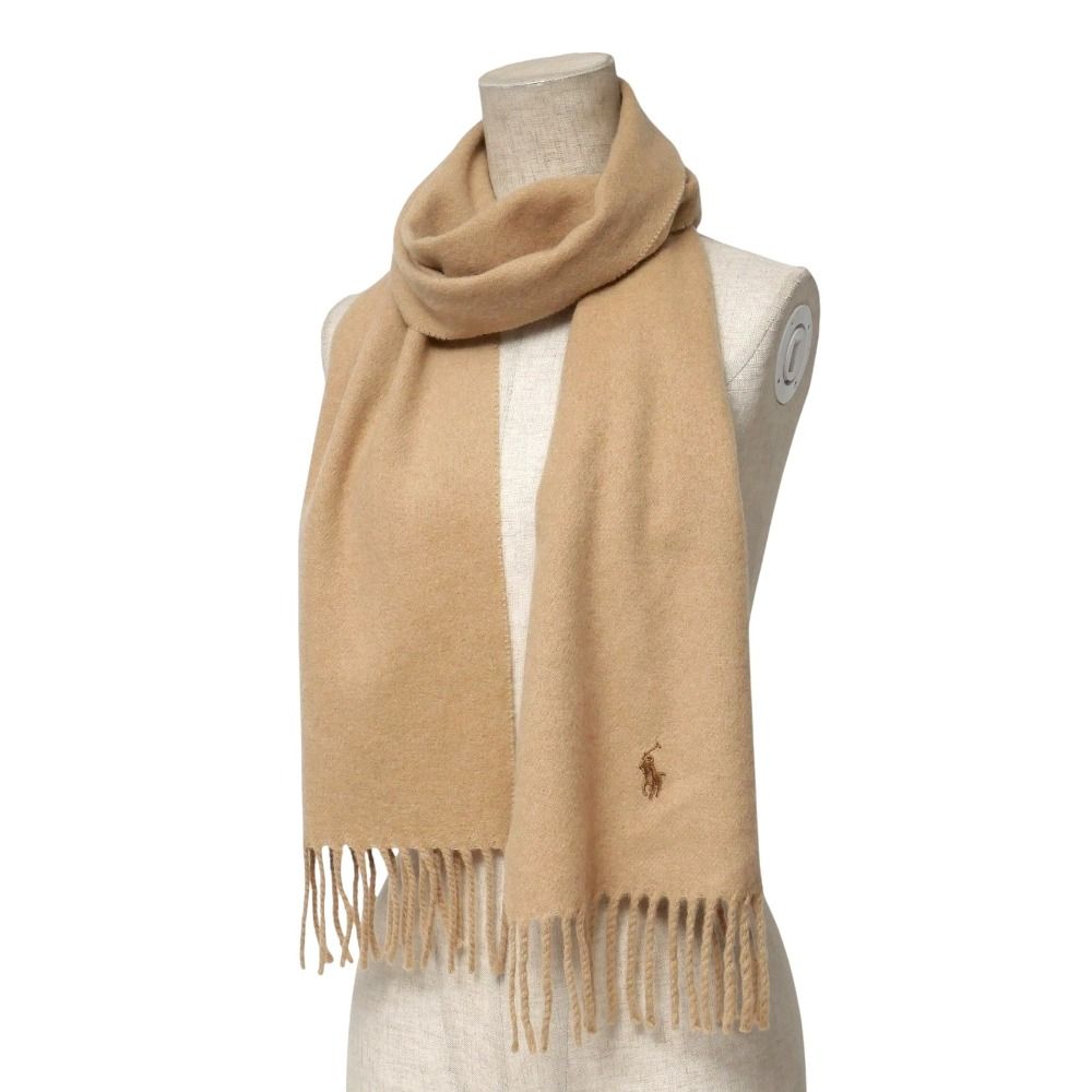 POLO RALPH LAUREN ポロ ラルフローレン マフラー 総カシミヤ ロゴ刺繍 フリンジ ストール ブランド古着 20251113 RA6517