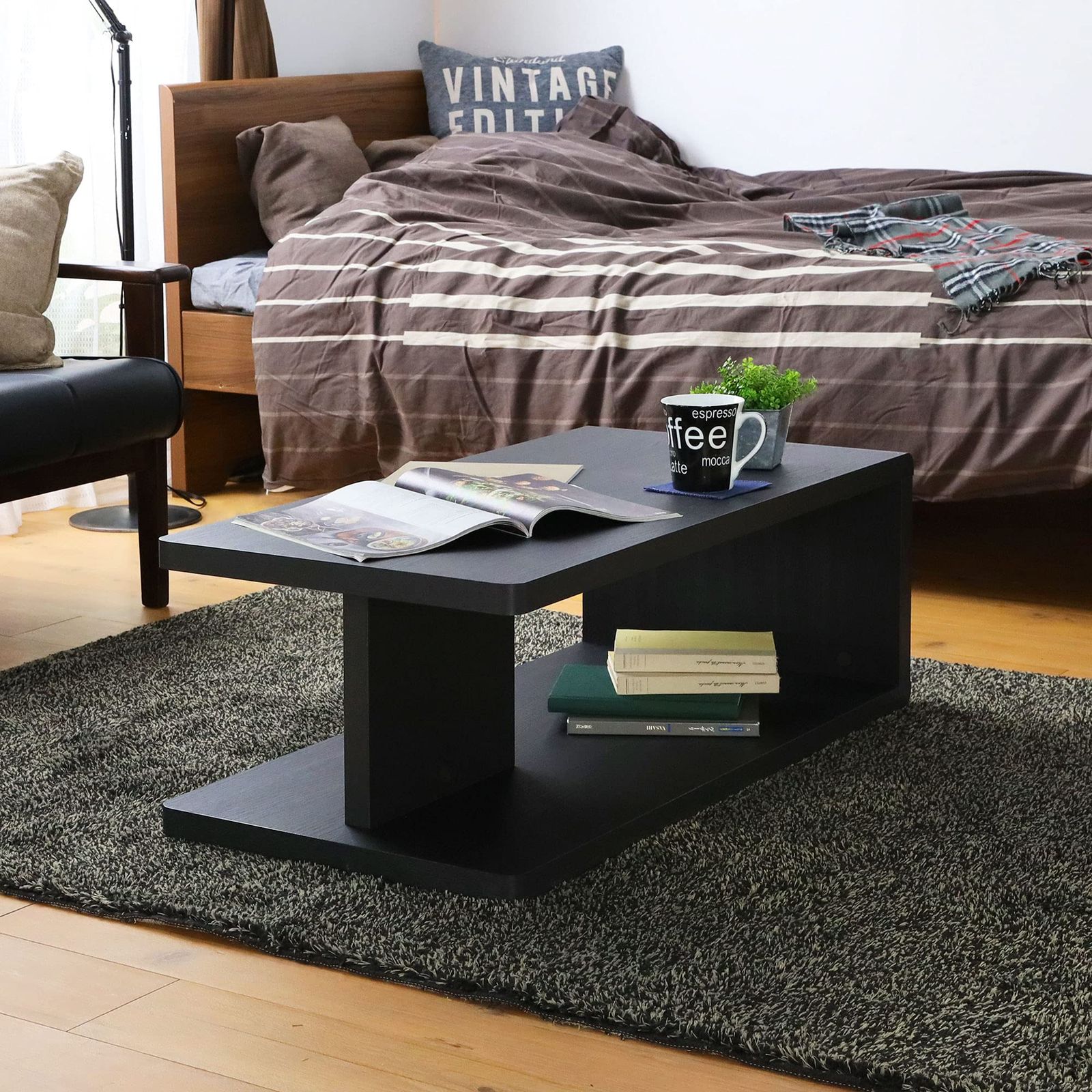 白井産業 ローテーブル 机 おしゃれ シンプル ブラックオーク 幅89 7 高さ31 6 奥行45 cm KI 2 9045 TBO キアエッセ2