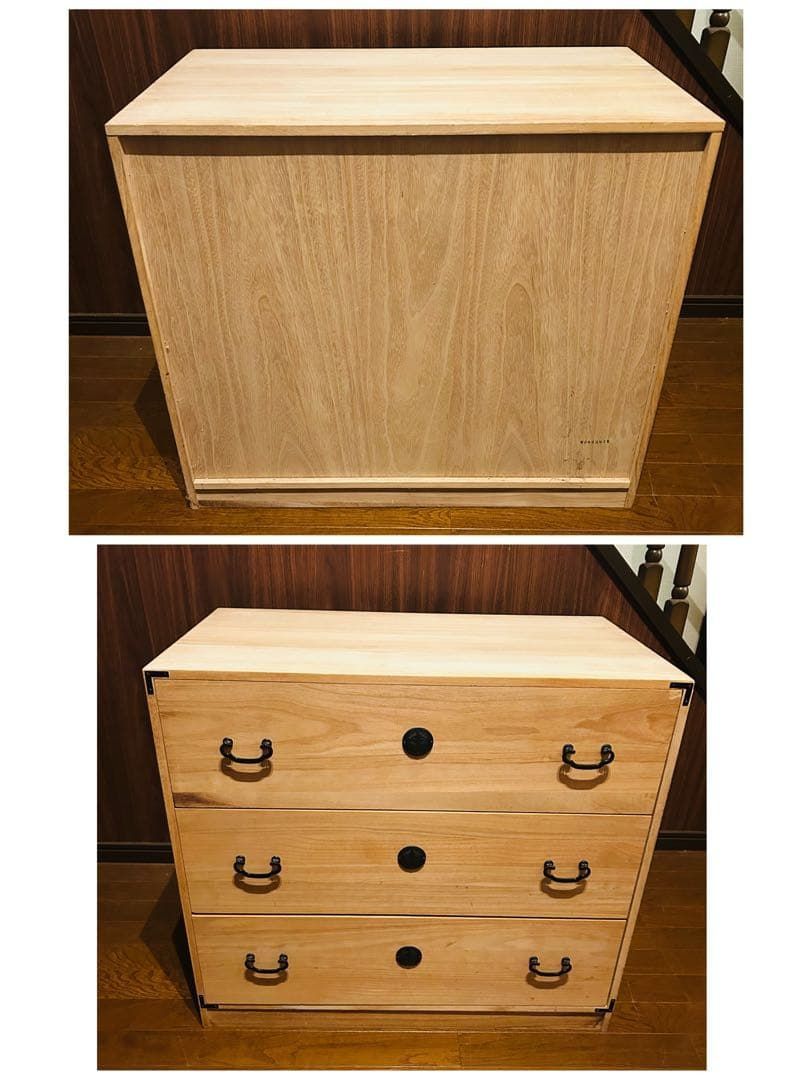 良品】 桐箪笥 タンス 上下分離型 木製チェスト 6段 引き出し付き