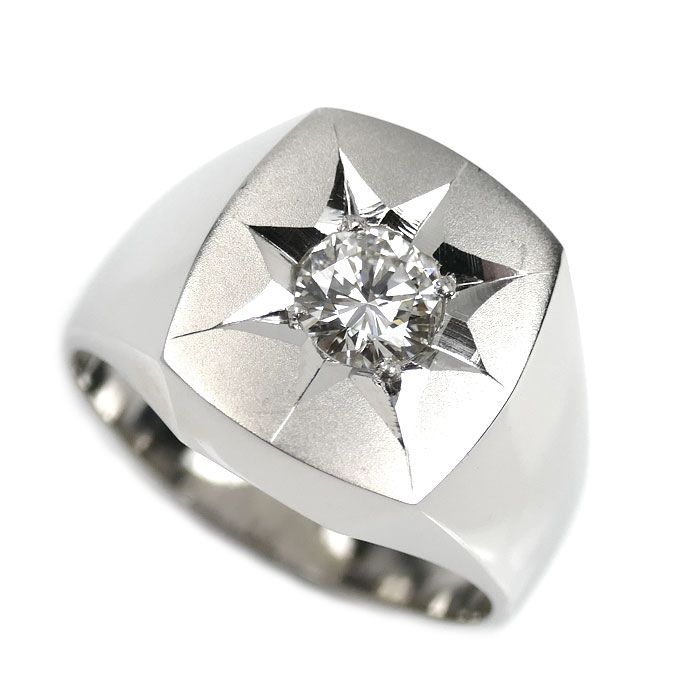 Pt900プラチナ 印台 リング 指輪 ダイヤモンド0.65ct 22号 26.3g メンズ