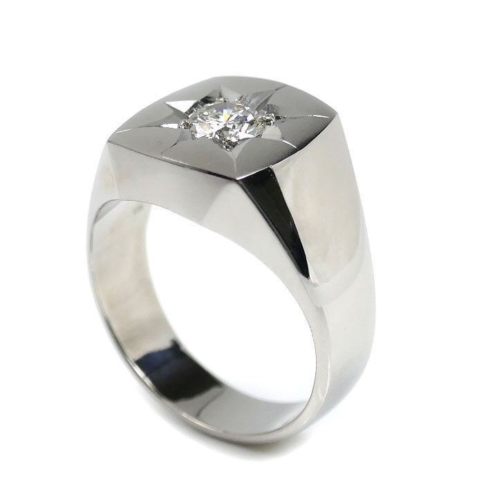 Pt 900プラチナ 印台 リング 指輪 ダイヤモンド0.65 ct 22号 26.3 g メンズ