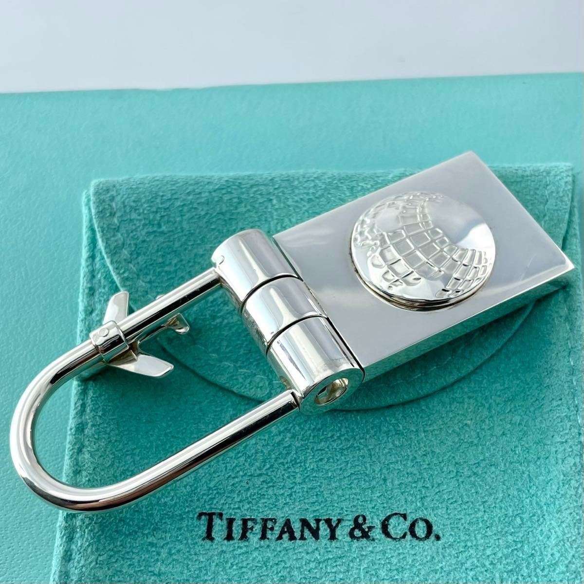 ティファニー ワールドトラベラー 南京錠 キーホルダー 飛行機 地球