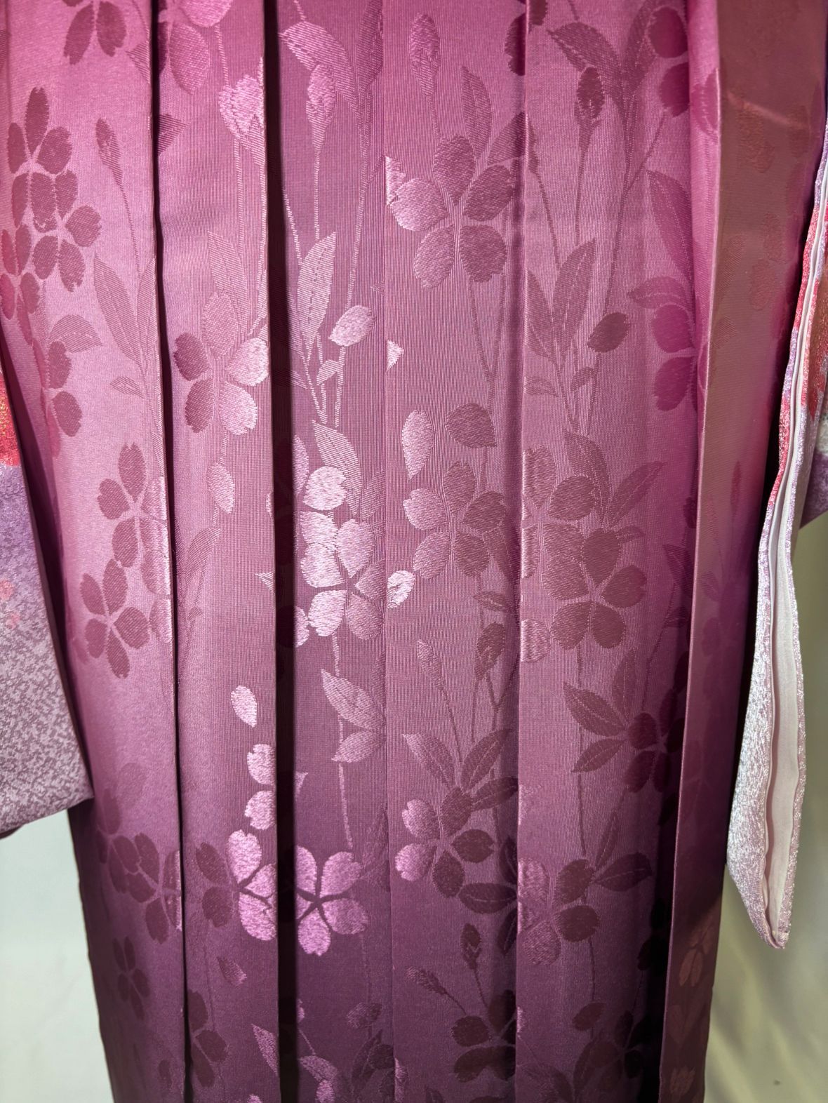  着物 袴 帯 3点セット 卒業式 に レディース袴セット 成人式 卒業式に 華やか和装 ピンク エンジ 桜 桜柄 地紋 95-42 袴 着物 浴衣