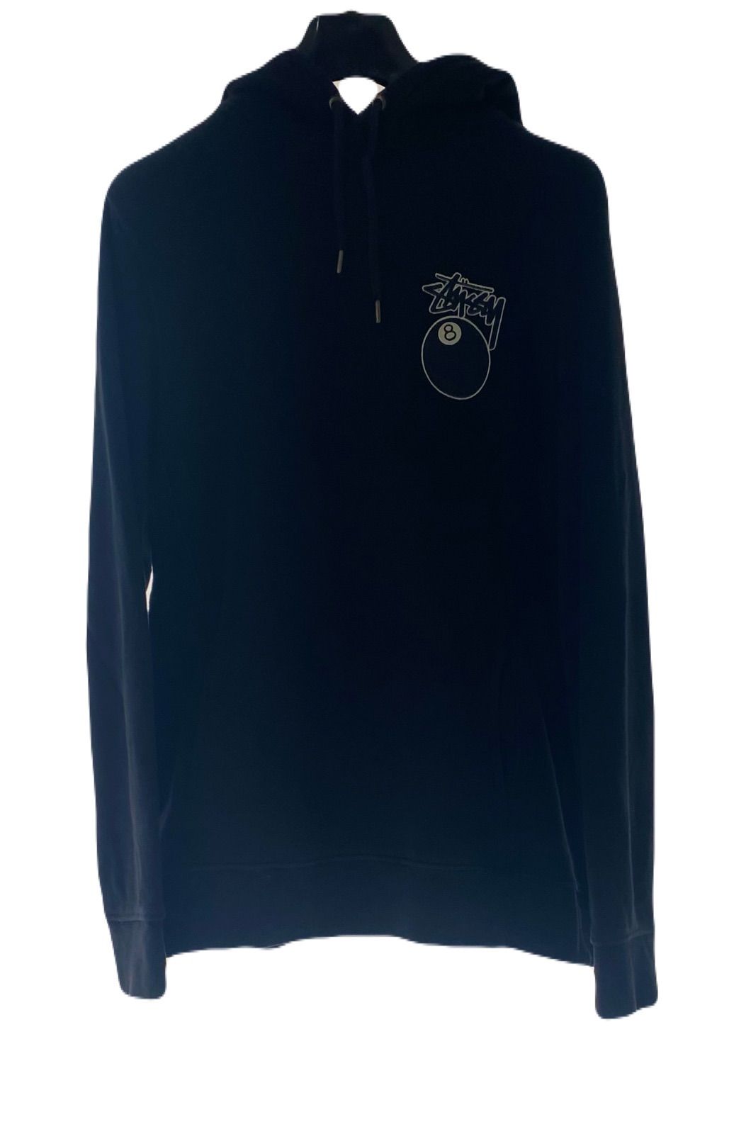 OLD STUSSY 90s 黒タグ Mexico製 XL ブラック 8ボール スウェット パーカー ステューシー ヴィンテージ バックプリント メンズ