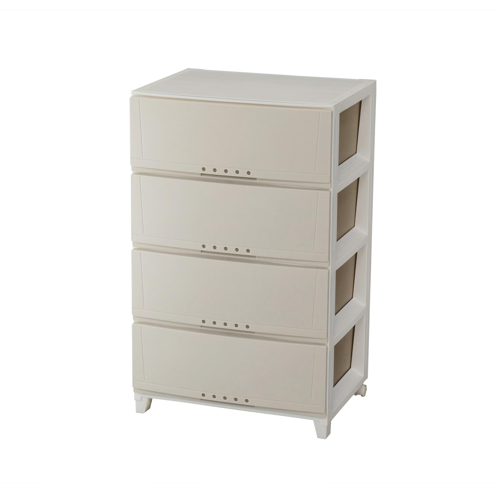 天馬 Tenma シーンを選ばず使える収納チェスト 完成品 ルームケース 4段 キャスター付きで移動が簡単 引出しロック付きで抜け落ちを防ぐスムーズな引出し タンス 収納ケース 衣装ケース プラスチック 組立不要 色 カプチーノ サイズ 5