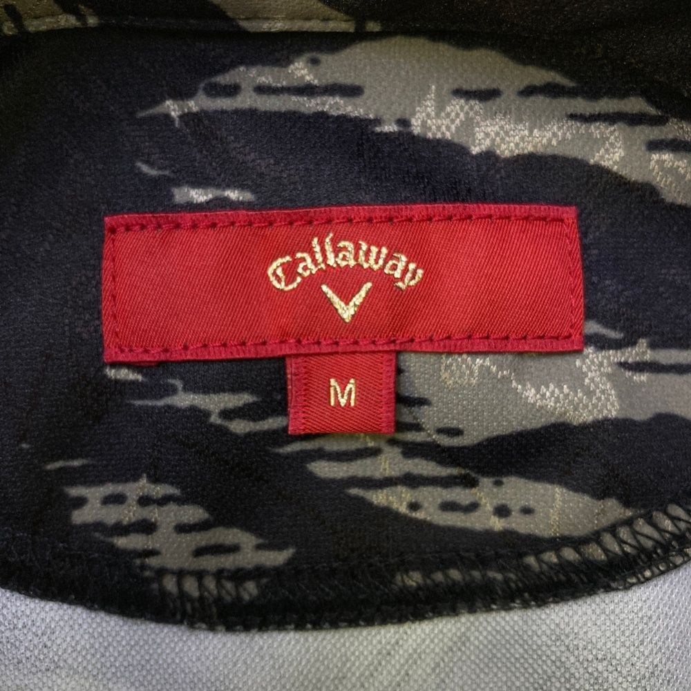  サイズ M キャロウェイ レッドレーベル モデル 半袖ポロシャツ 総柄 ブラック系 ゴルフウェア レディース ストスト シャツ レディースウェア