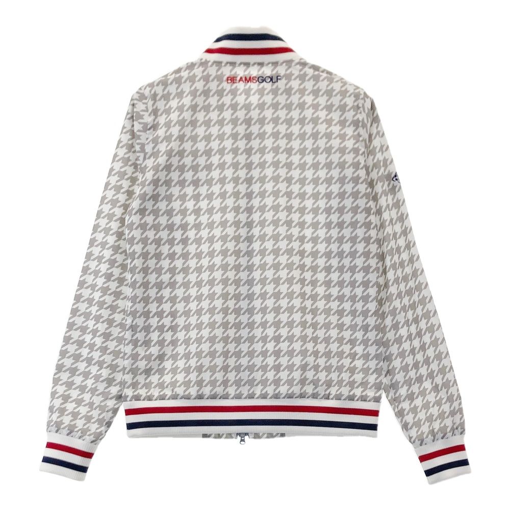 サイズ S BEAMS GOLF ビームスゴルフ 長袖ジップジャケット 千鳥柄 ベージュ系 ゴルフウェア レディース ストスト