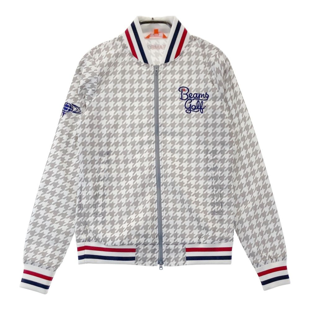 サイズ S BEAMS GOLF ビームスゴルフ 長袖ジップジャケット 千鳥柄 ベージュ系 240101554915 ゴルフウェア レディース ストスト