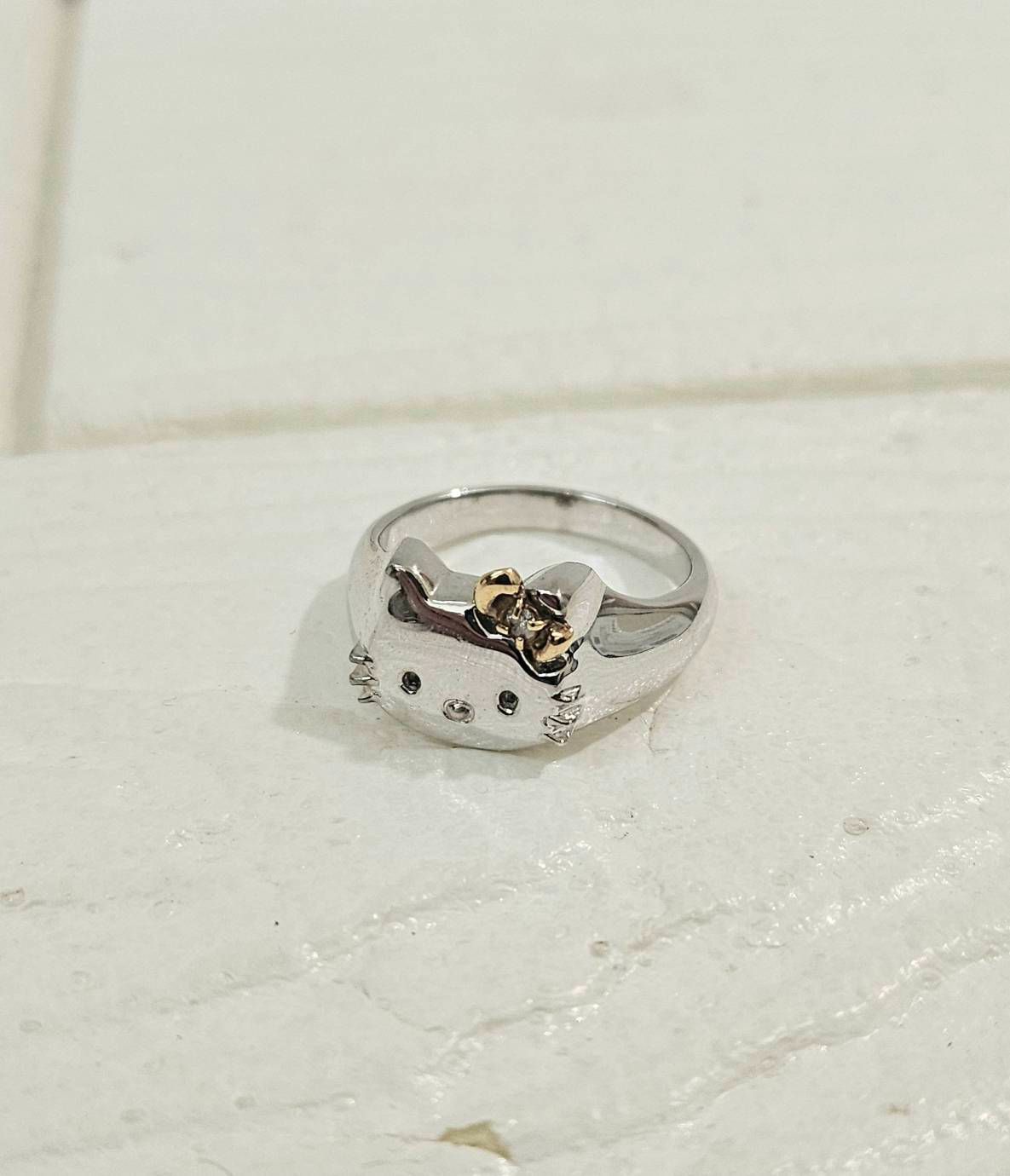 I【ヴィンテージ】ハローキティ K18×シルバー 指輪 リング 15,16号