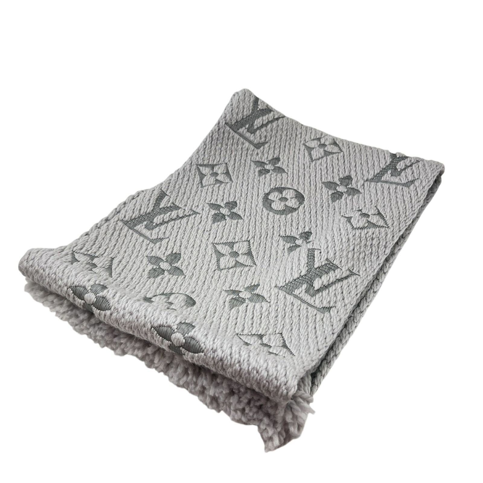 LOUIS VUITTON ルイヴィトン M 74742 エシャルプ ロゴマニア ロゴ マニア マフラー ショール ストール モノグラム グレー シルク ウール イタリア製 フリンジ メンズ レディース ユニセックス ブランドギャラリー