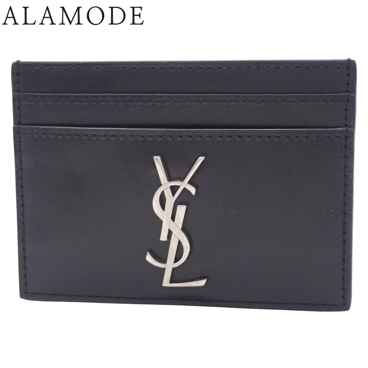 SAINT LAURENT PARIS サンローランパリ カードケース パスケース カードホルダー 定期 名刺入れ 小物 レザー ブラック黒 シルバー金具 485631 ユニセックス アラモード