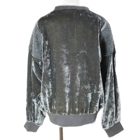 ミュラー オブ ヨシオクボ muller of yoshiokubo 21AW Moss gather top トレーナー MLF21213 ベロア 長袖 プルオーバー 36 S相当 グレー系 X