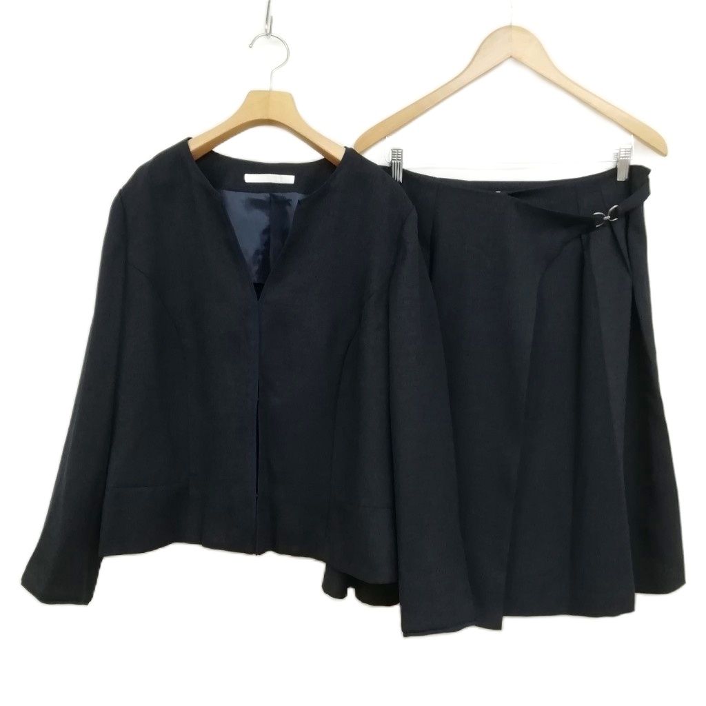 ナチュラルビューティー NATURAL BEAUTY フォーマル スカート スーツ セットアップ ノー ジャケット 17 15 大きいサイズ ネイビー