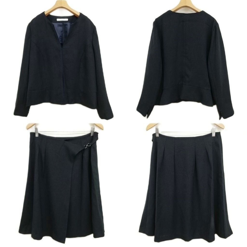 ナチュラルビューティー NATURAL BEAUTY フォーマル スカート スーツ セットアップ ノー ジャケット 17 15 大きいサイズ ネイビー